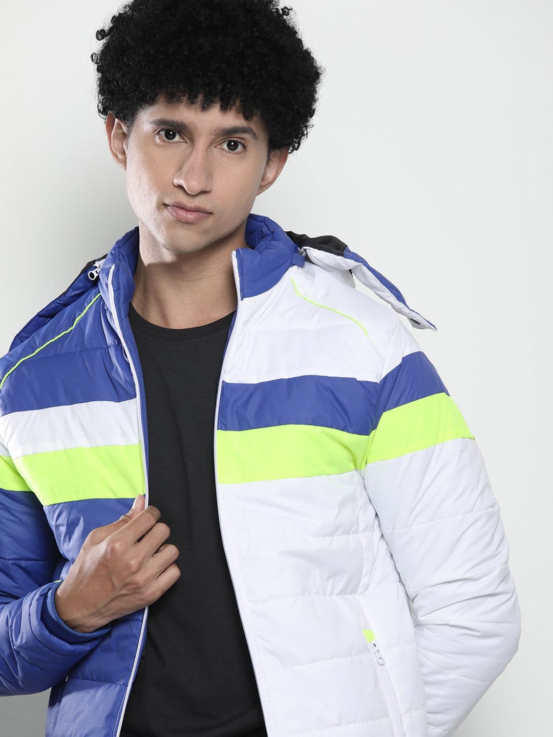 The Indian Garage Co Men Colourblock Puffer Jacket with Detachable Hood - view 1
