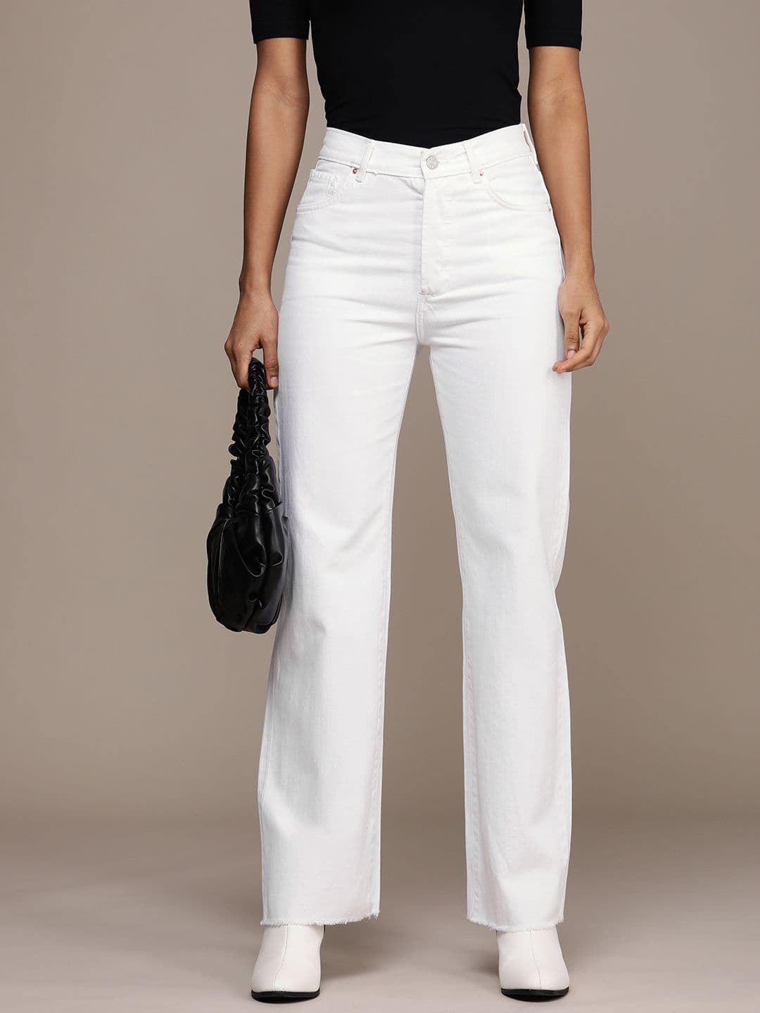 MANGO Women Sustainable Pure Cotton Wide Leg High-Rise Jeans - view 1