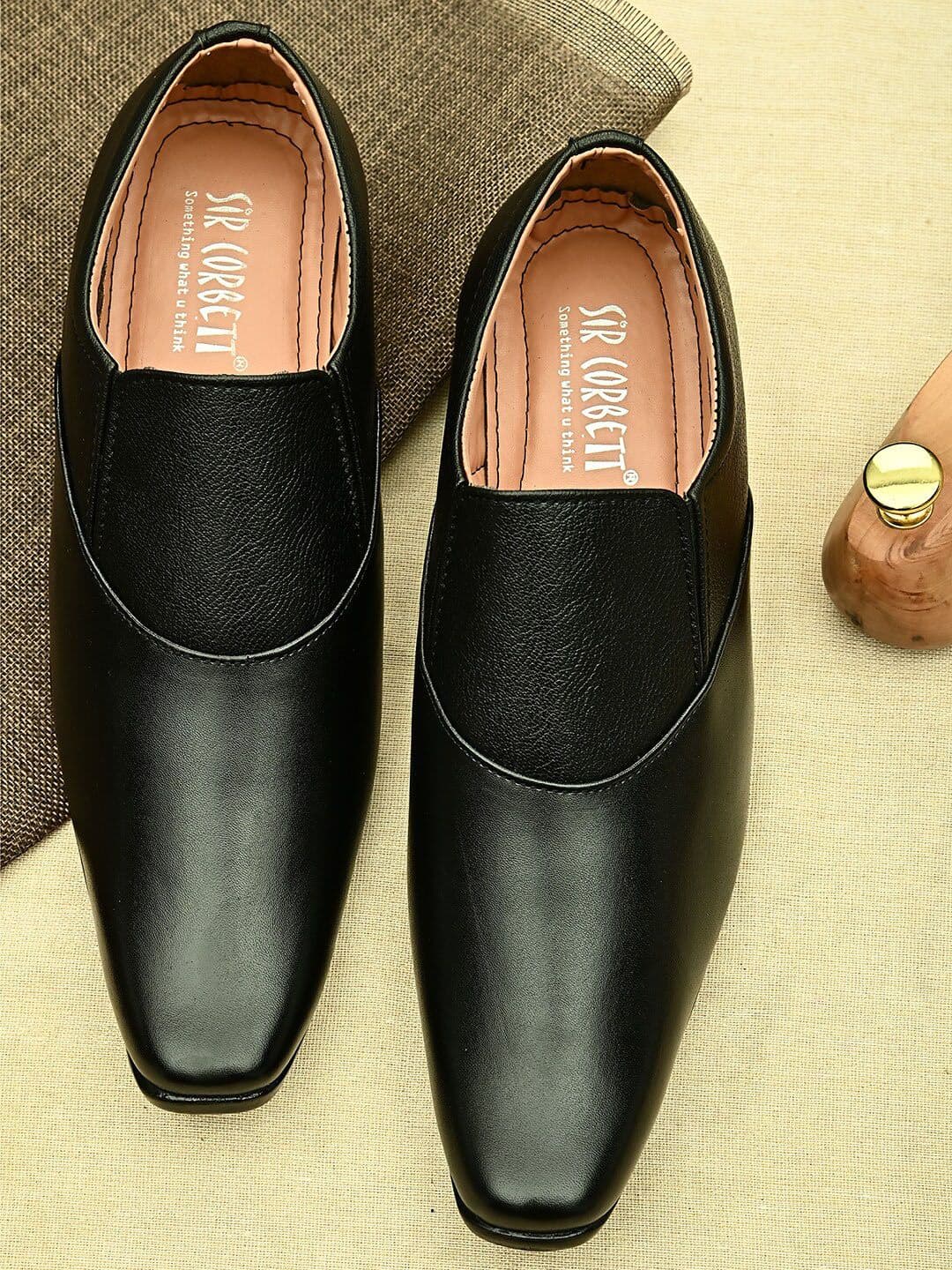 Sir Corbett Men Black Solid Formal Slip-On Shoe - view 1