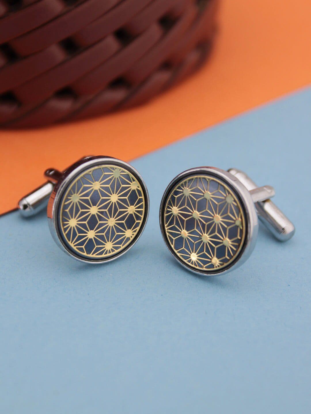 Kavove Gold-Toned & Blue Cufflink - view 1