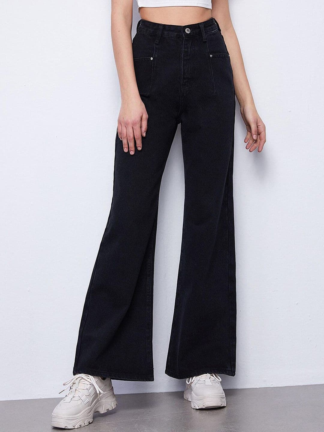 Kotty Women Black Jean Flared High-Rise Low Distress Stretchable Jeans - view 1