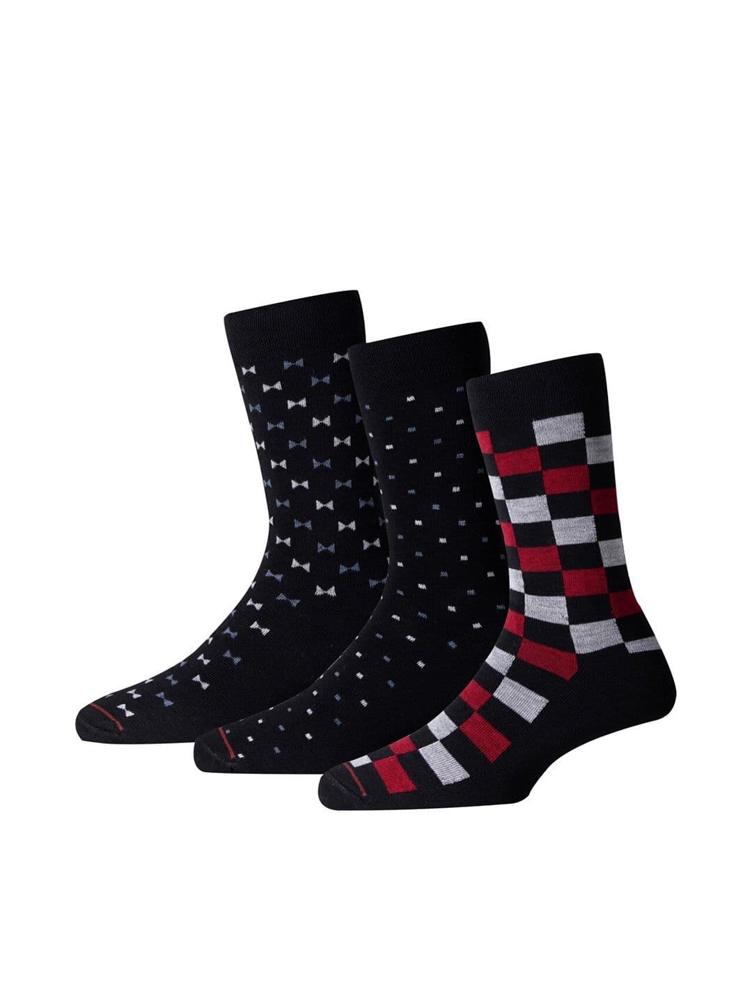 RC. ROYAL CLASS Men Pack Of 3 Black Patterned Calf-Length Socks - view 1