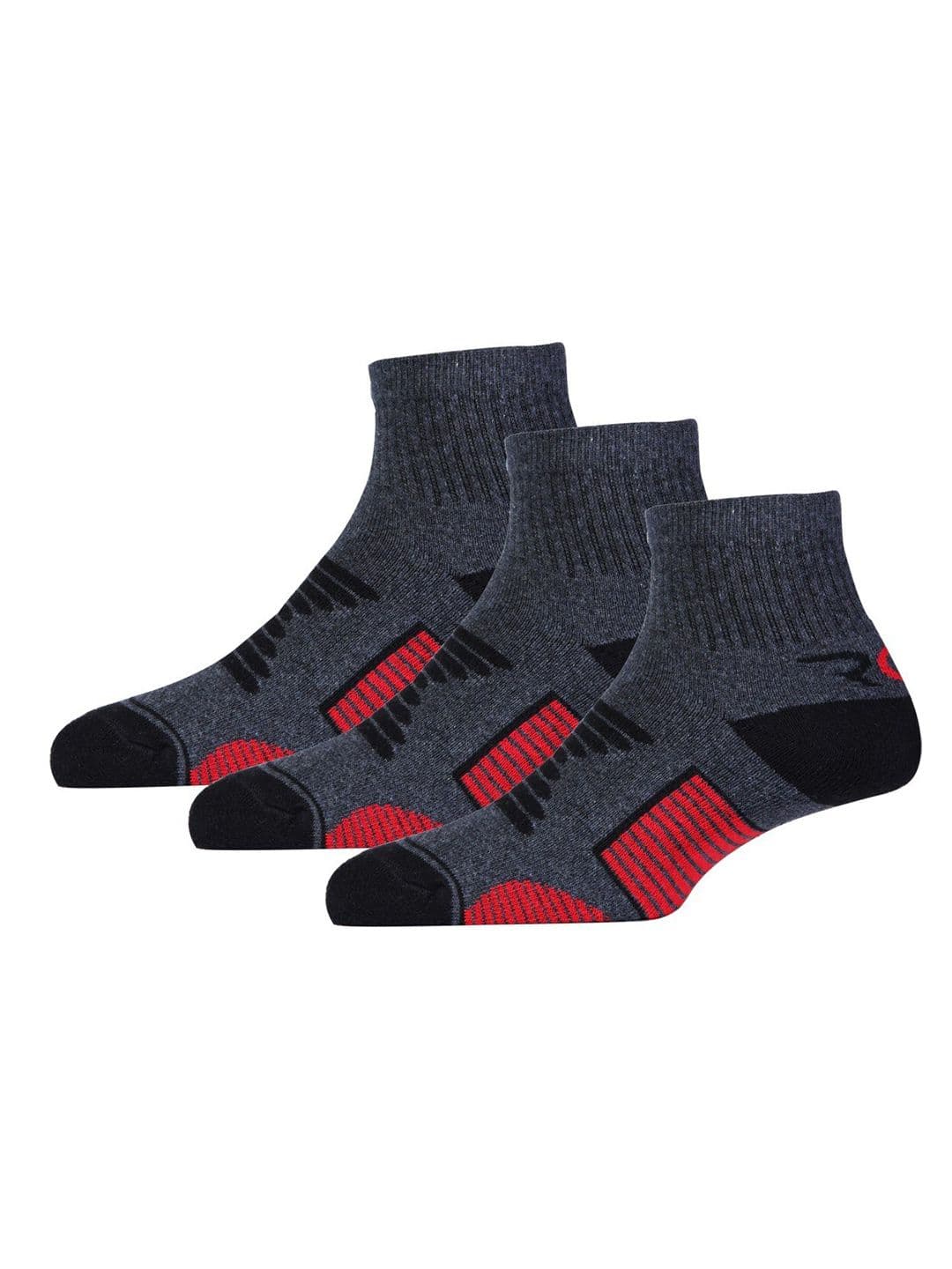 RC. ROYAL CLASS Men Grey Pack Of 3 Patterned Ankle Length Socks - view 1