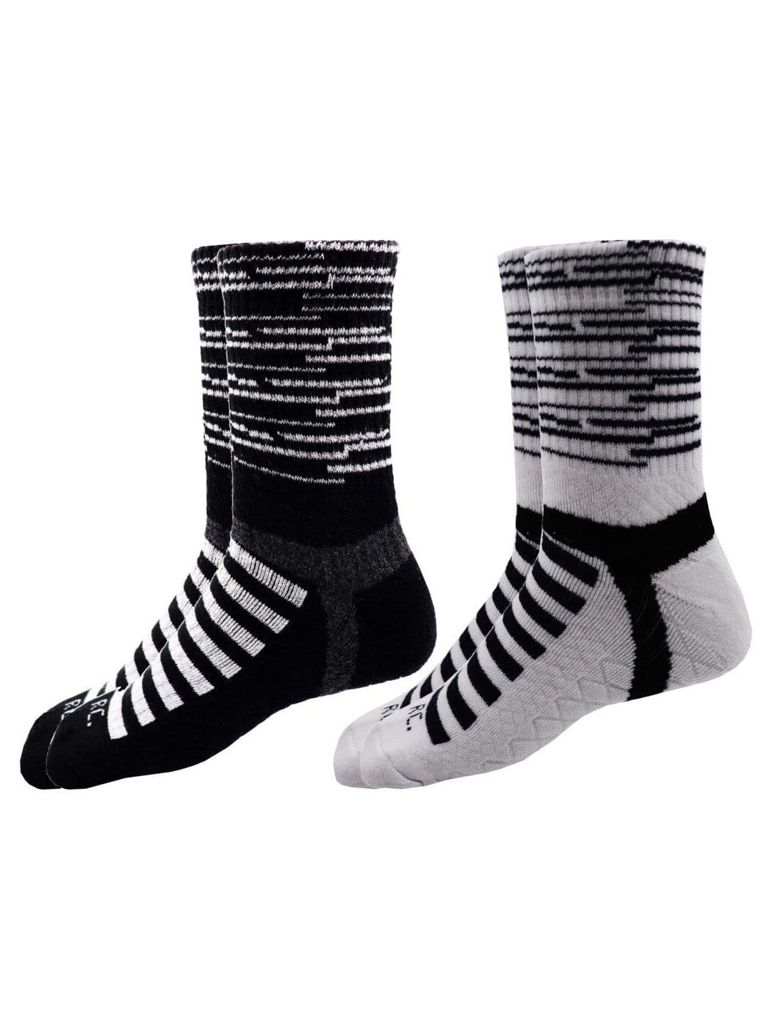 RC. ROYAL CLASS Men Pack Of 2 Black & Grey Patterned Cotton Calf-Length Socks - view 1