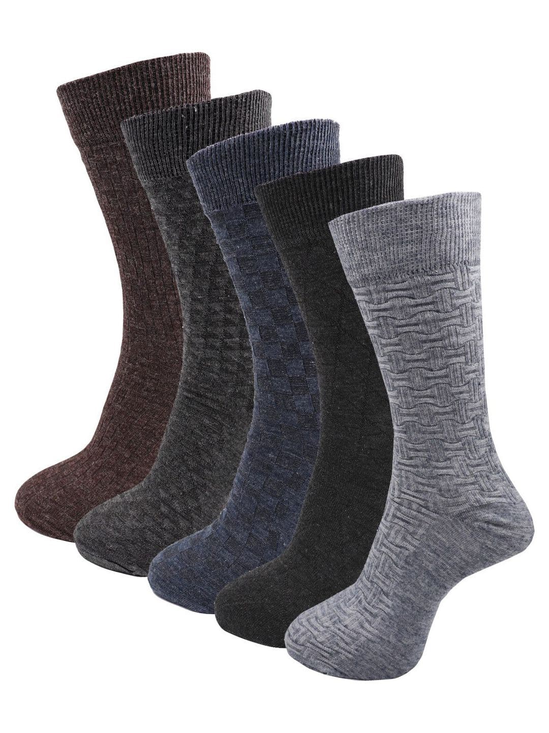 RC. ROYAL CLASS Men Pack Of 5 Patterned Woolen Calf-Length Socks - view 1