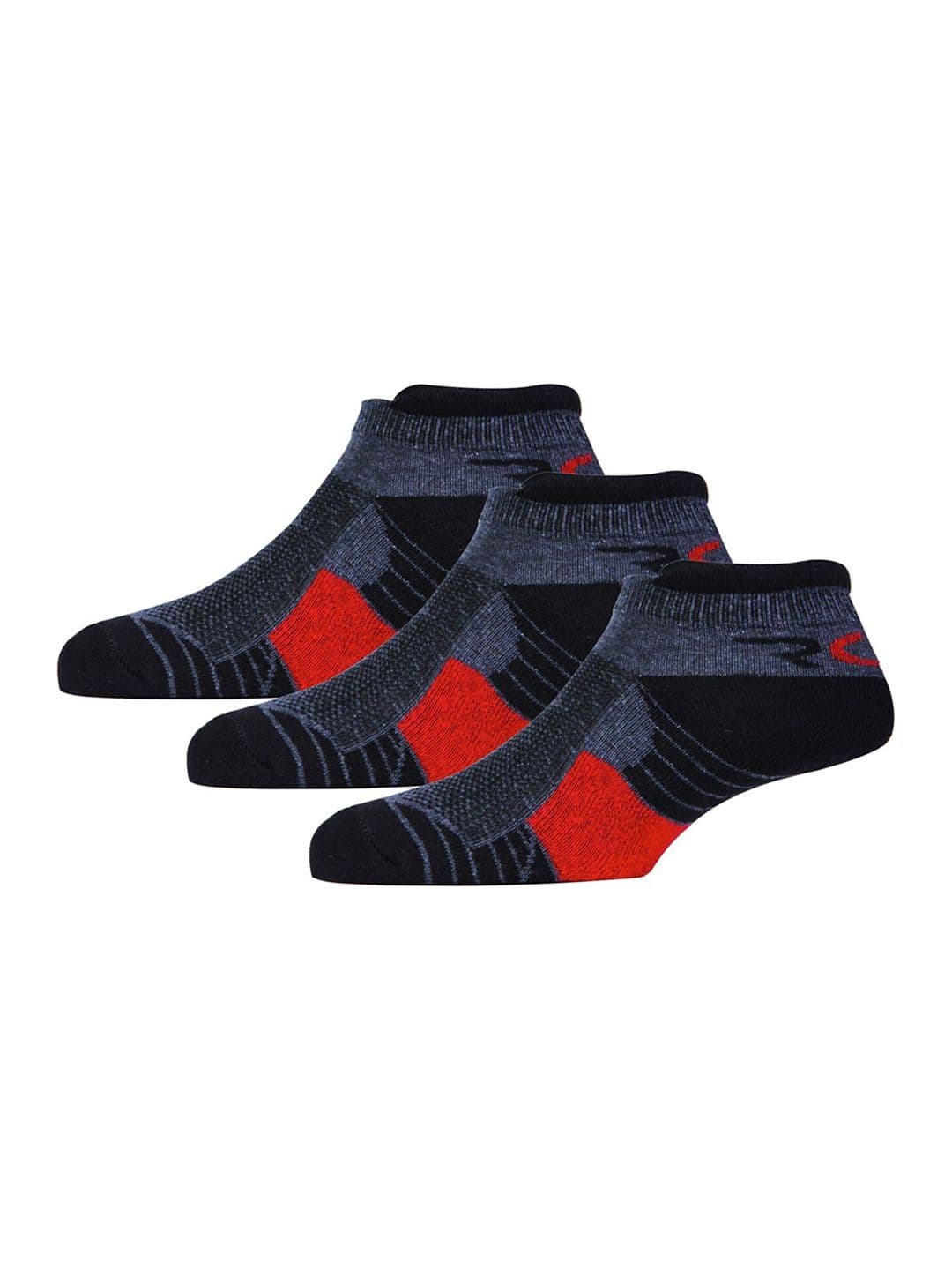 RC. ROYAL CLASS Men Black & Red Pack Of 3 Patterned Ankle Length Socks - view 1