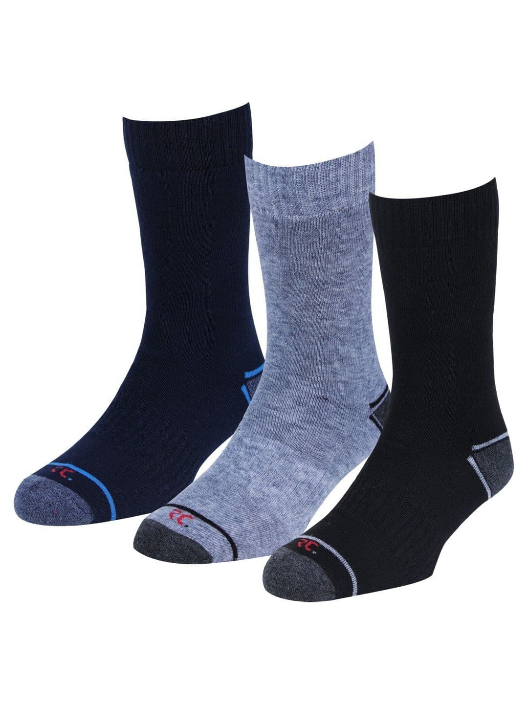 RC. ROYAL CLASS Men Pack of 3 Black & Grey Patterned Calf Length Socks - view 1