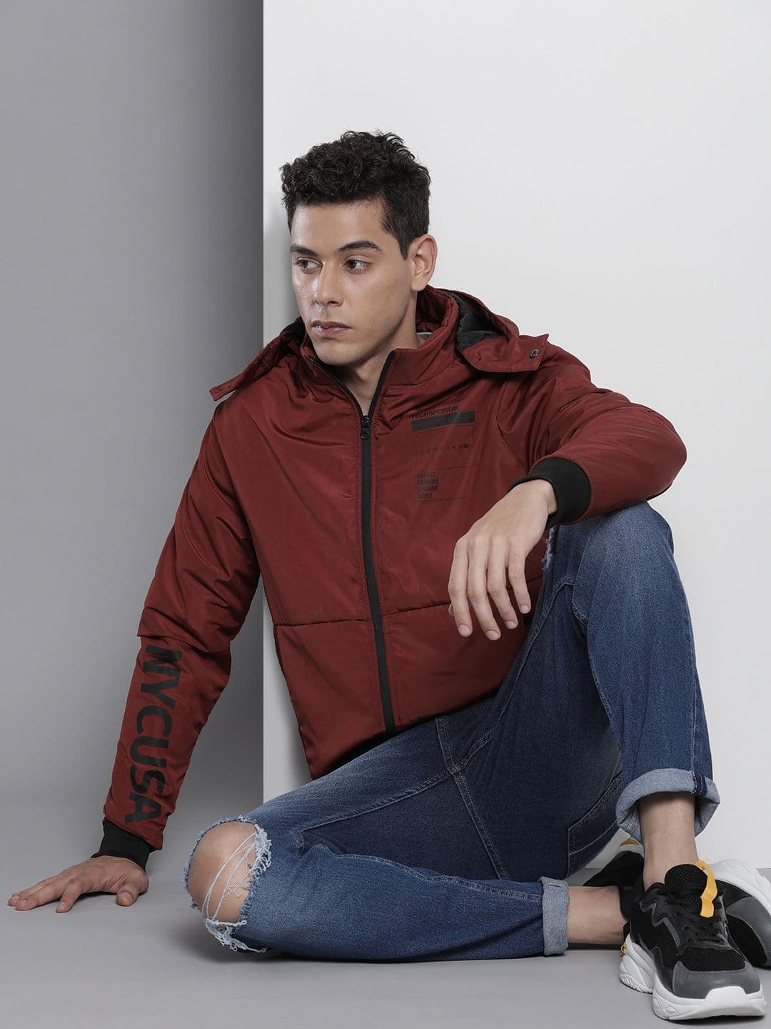 The Indian Garage Co Men Zip-Front Bomber Jacket with Detachable Hood - view 1