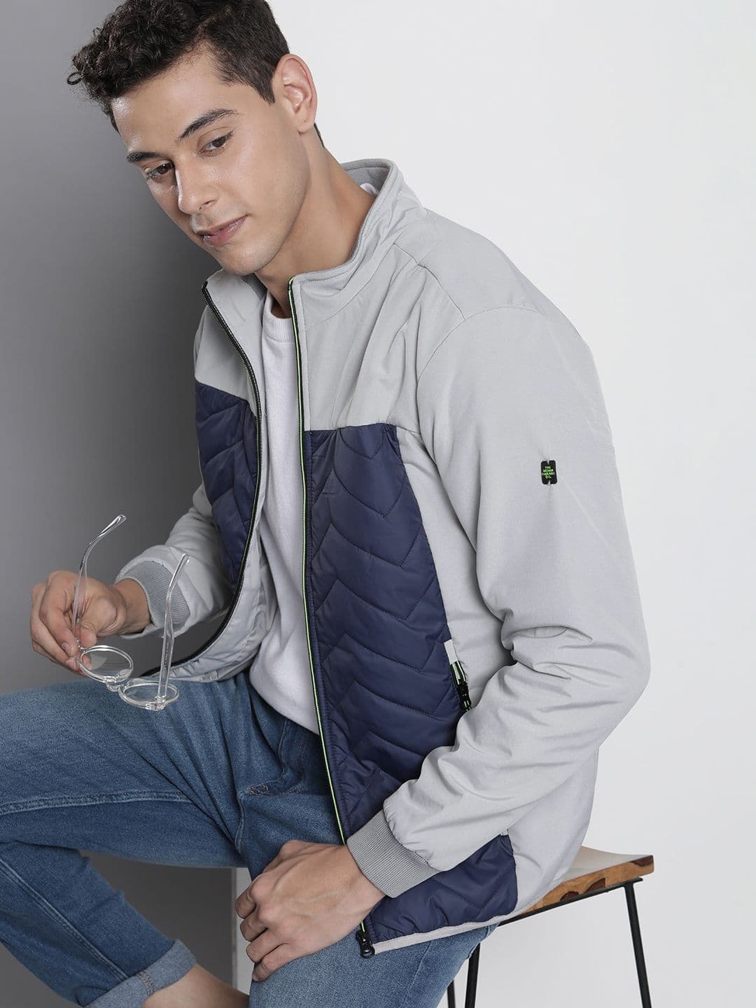 The Indian Garage Co Men Colourblock Zip-Front Bomber Jacket - view 1