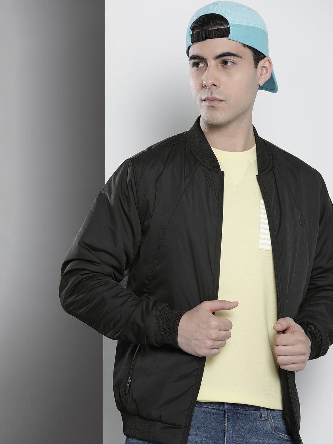 The Indian Garage Co Men Slim Fit Zip-Front Bomber Jacket with Zip Pockets - view 1