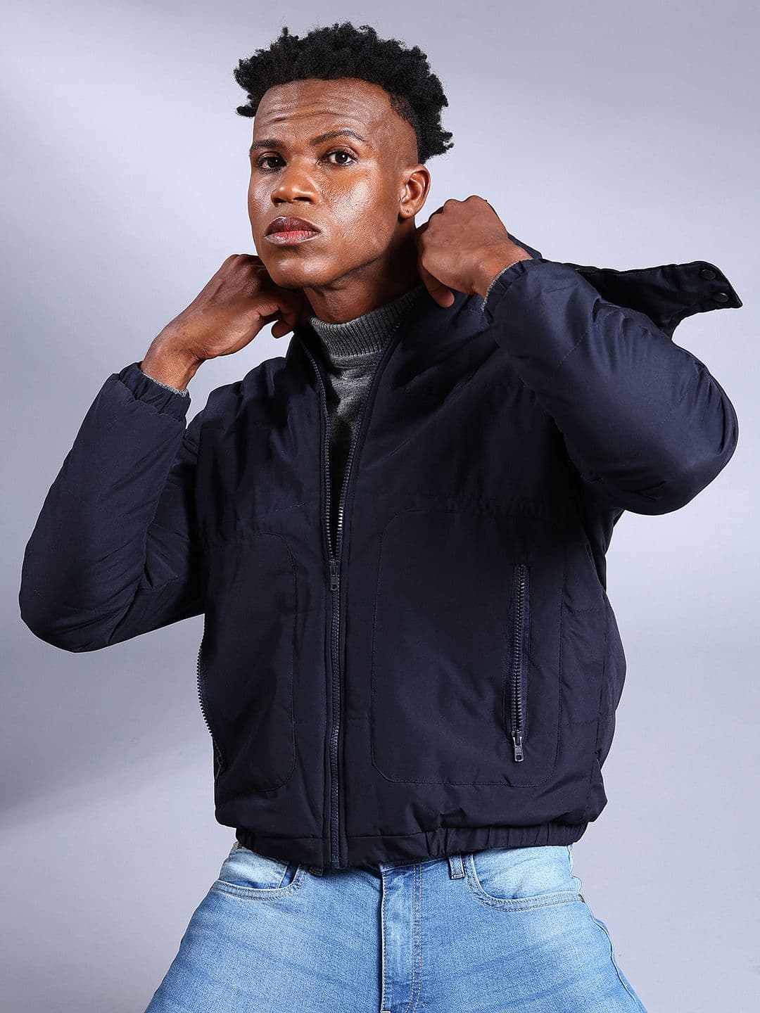 The Indian Garage Co Men Zip-Front Bomber Jacket with Detachable Hood - view 1