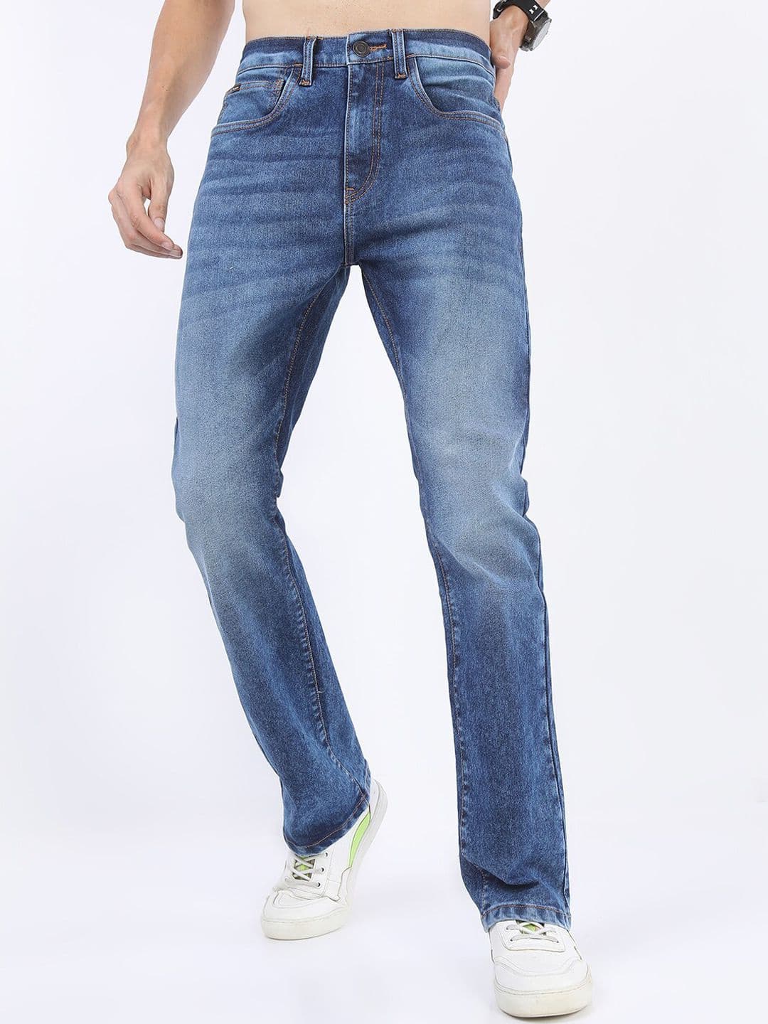 HIGHLANDER Men Blue Heavy Fade Stretchable Regular Fit Jeans - view 1