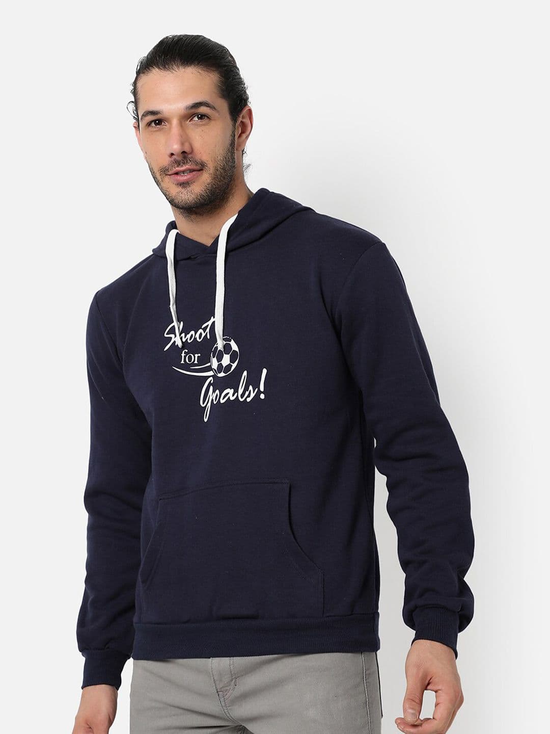 CAHOOT Men Blue Printed Hooded Sweatshirt - view 1