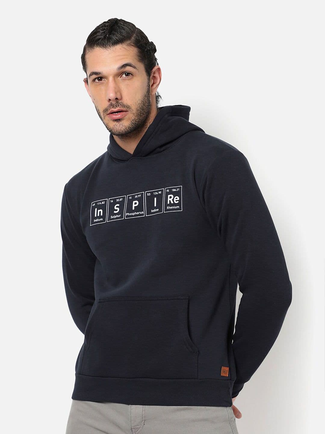 CAHOOT Men Blue Printed Hooded Cotton Sweatshirt - view 1