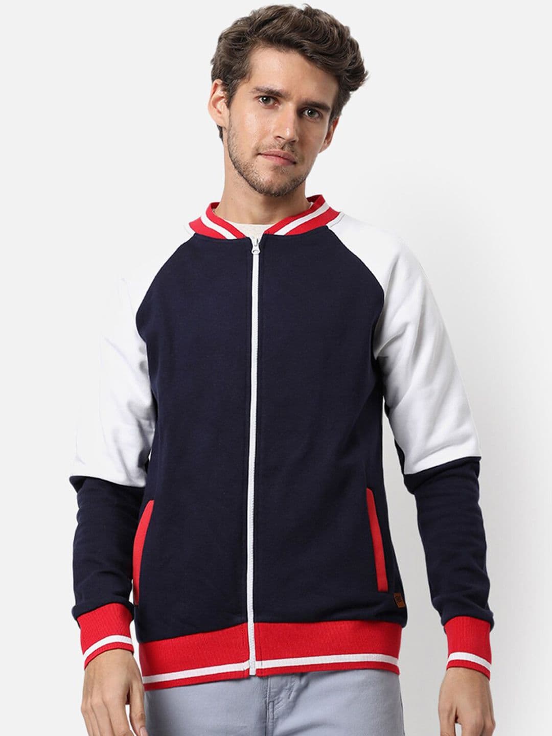 CAHOOT Men Navy Blue White Colourblocked Varsity Jacket - view 1