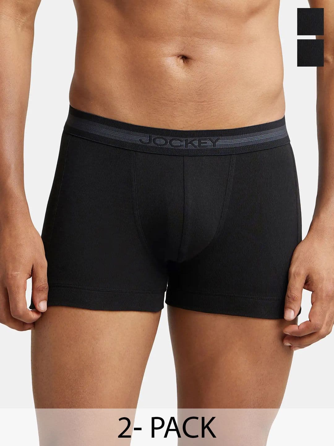 Jockey Pack Of 2 Super Combed Cotton Rib Solid Trunk with StayFresh Treatment-1015 - view 1