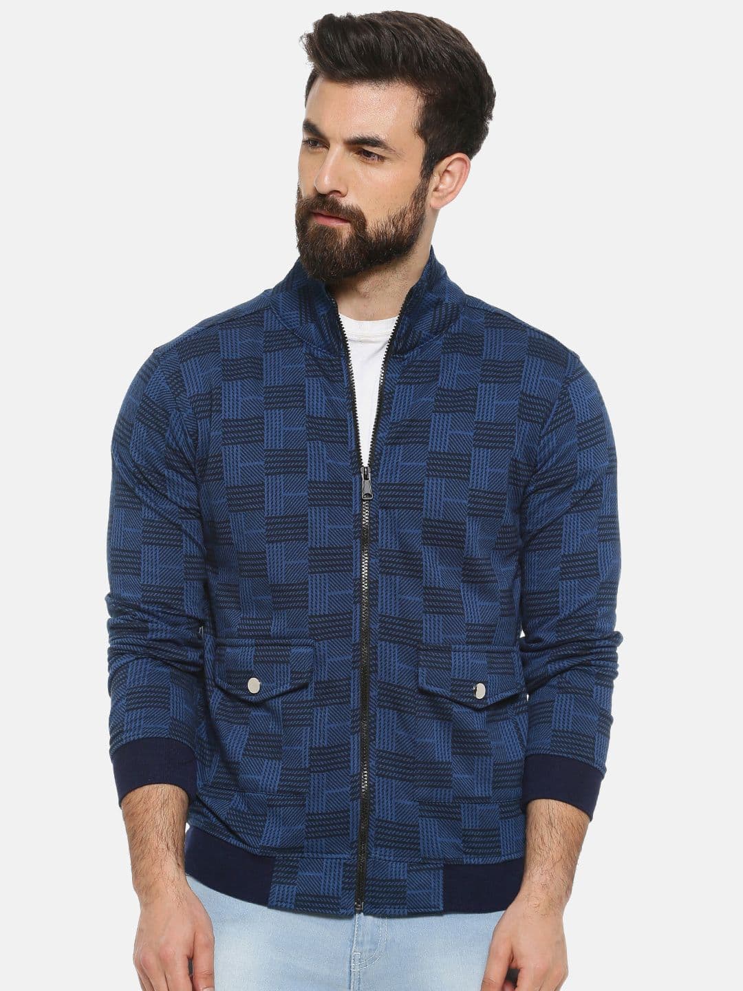 CAHOOT Men Blue Checked Windcheater Bomber Jacket - view 1