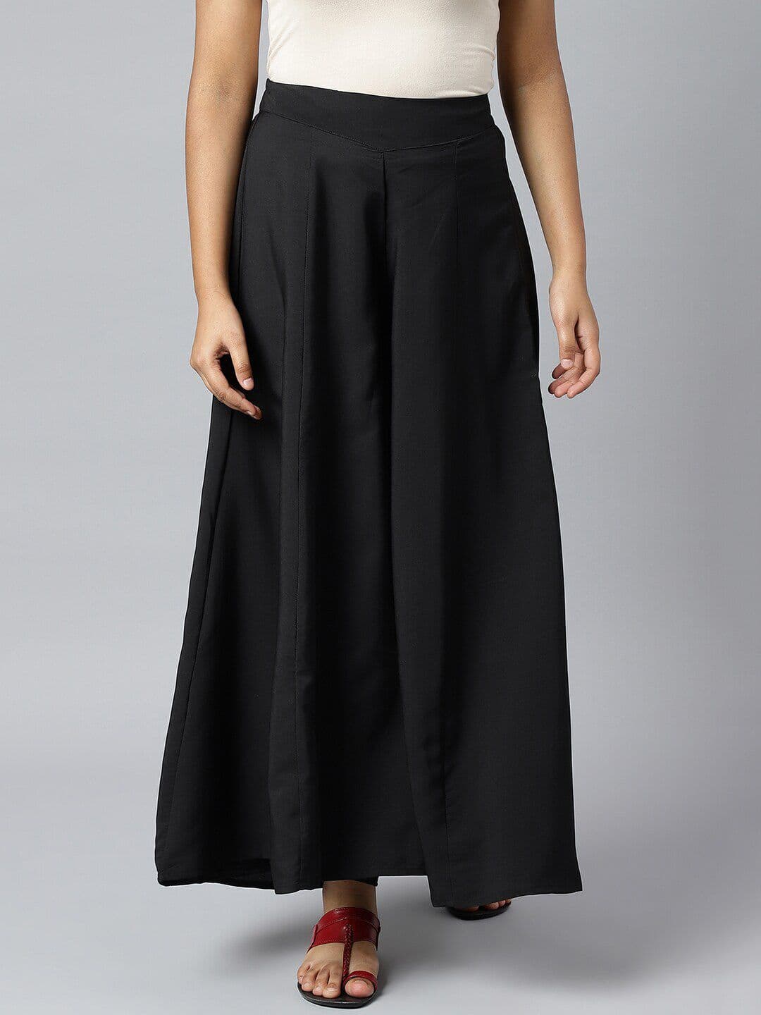 AURELIA Women Black Flared Ethnic Palazzos - view 1