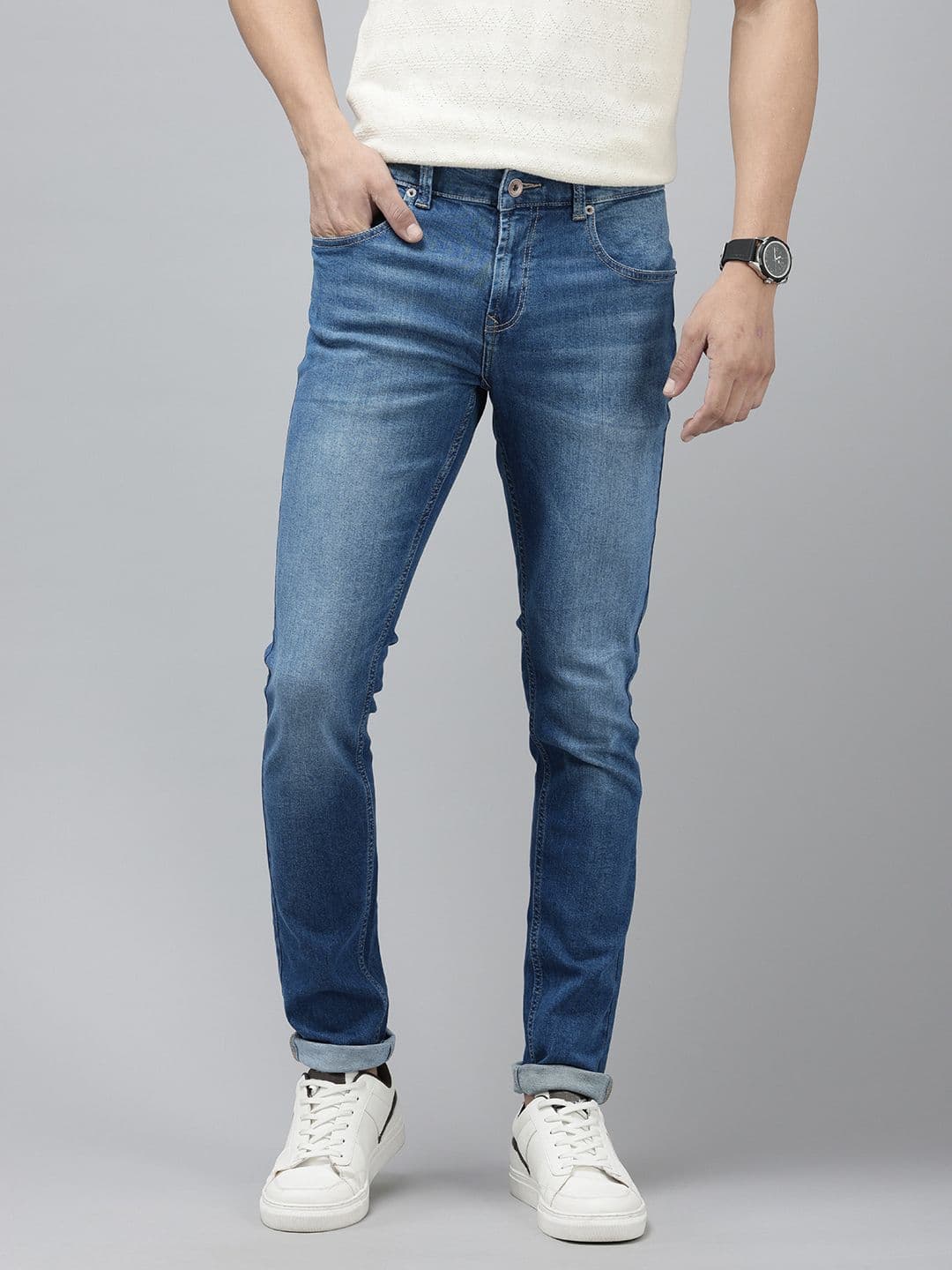 SPYKAR Men Slim Fit Low-Rise Heavy Fade Stretchable Jeans - view 1