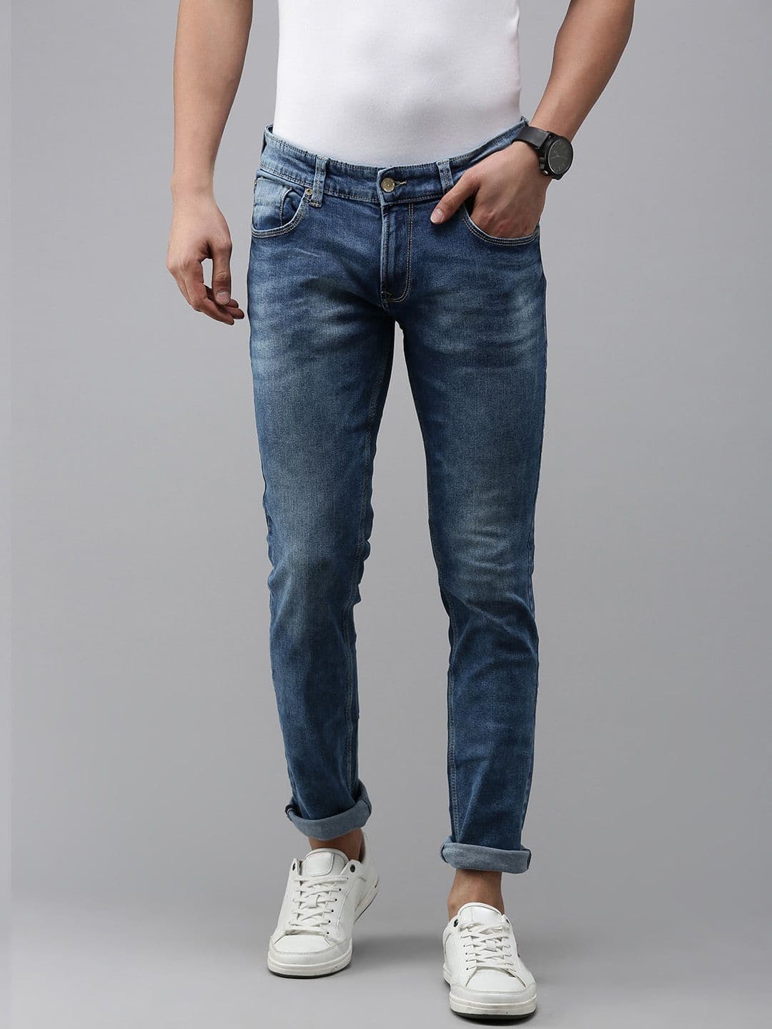 SPYKAR Men Slim Fit Low-Rise Heavy Fade Stretchable Jeans - view 1