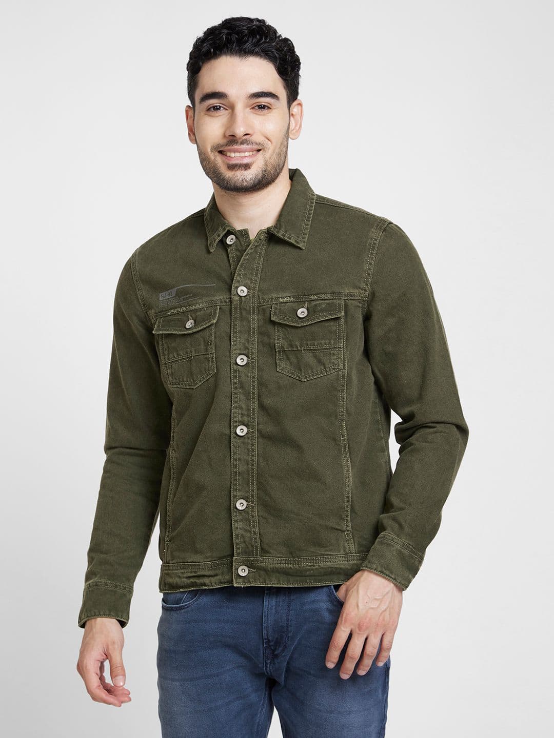 SPYKAR Solid Pure Cotton Denim Jacket - view 1