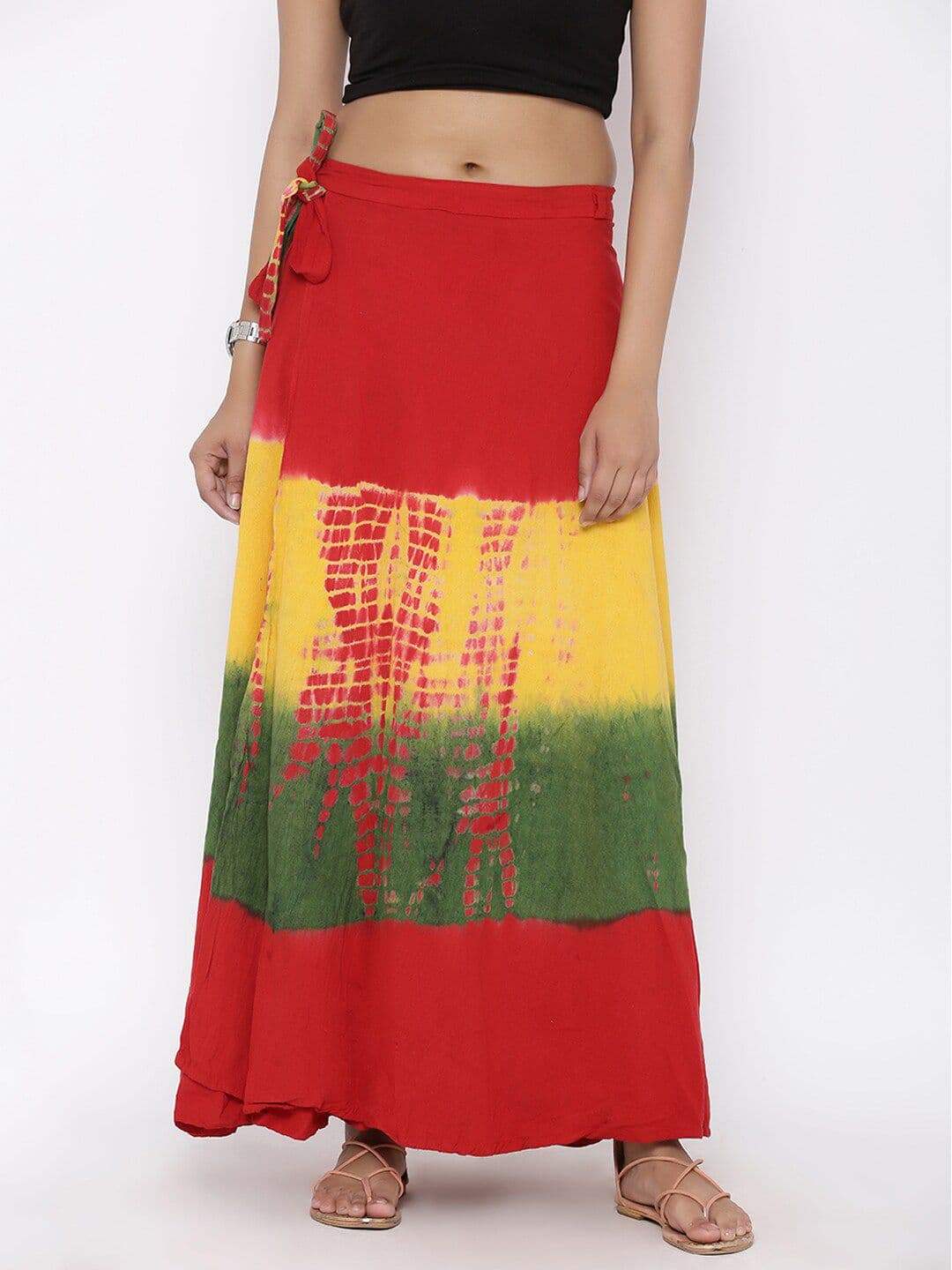 SOUNDARYA Women Red & Yellow Printed Maxi Flared Skirt - view 1