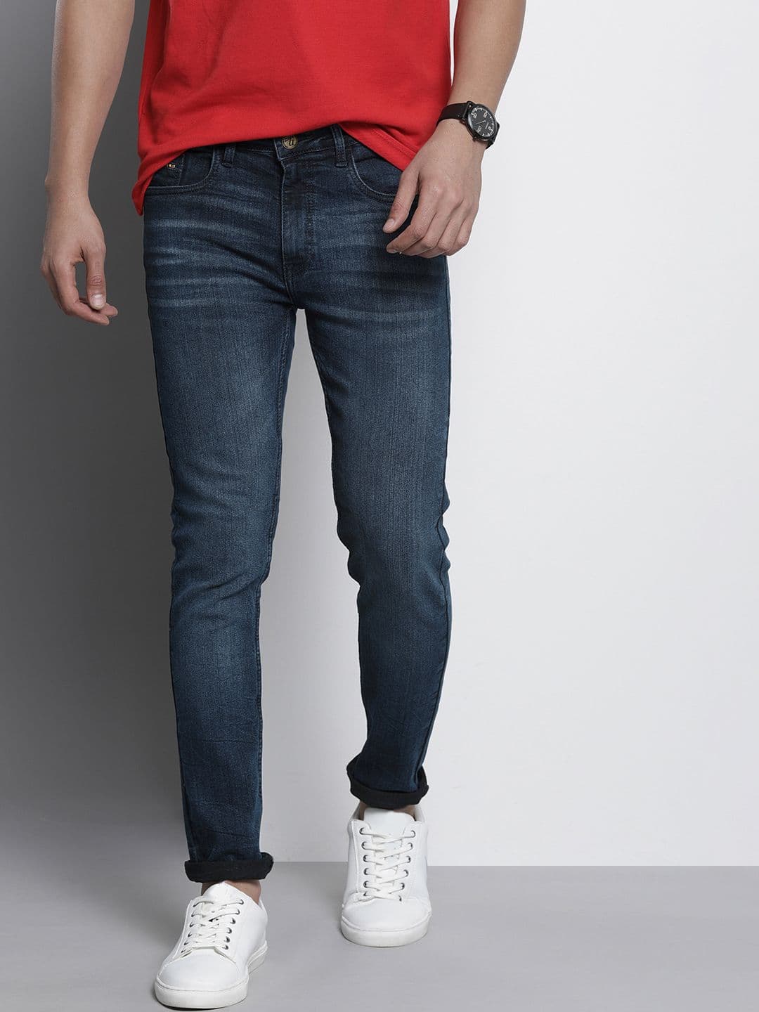 The Indian Garage Co Men Jean Skinny Fit Light Fade Stretchable Jeans - view 1