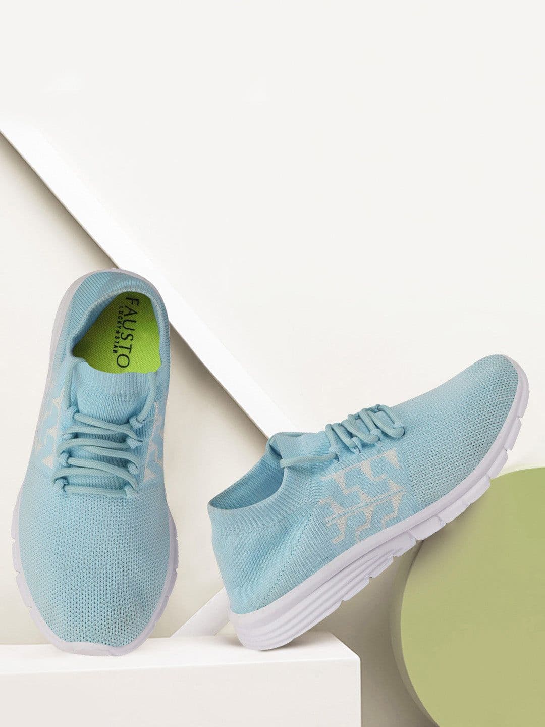 FAUSTO Women Blue Mesh Non-Marking Running Shoes - view 1