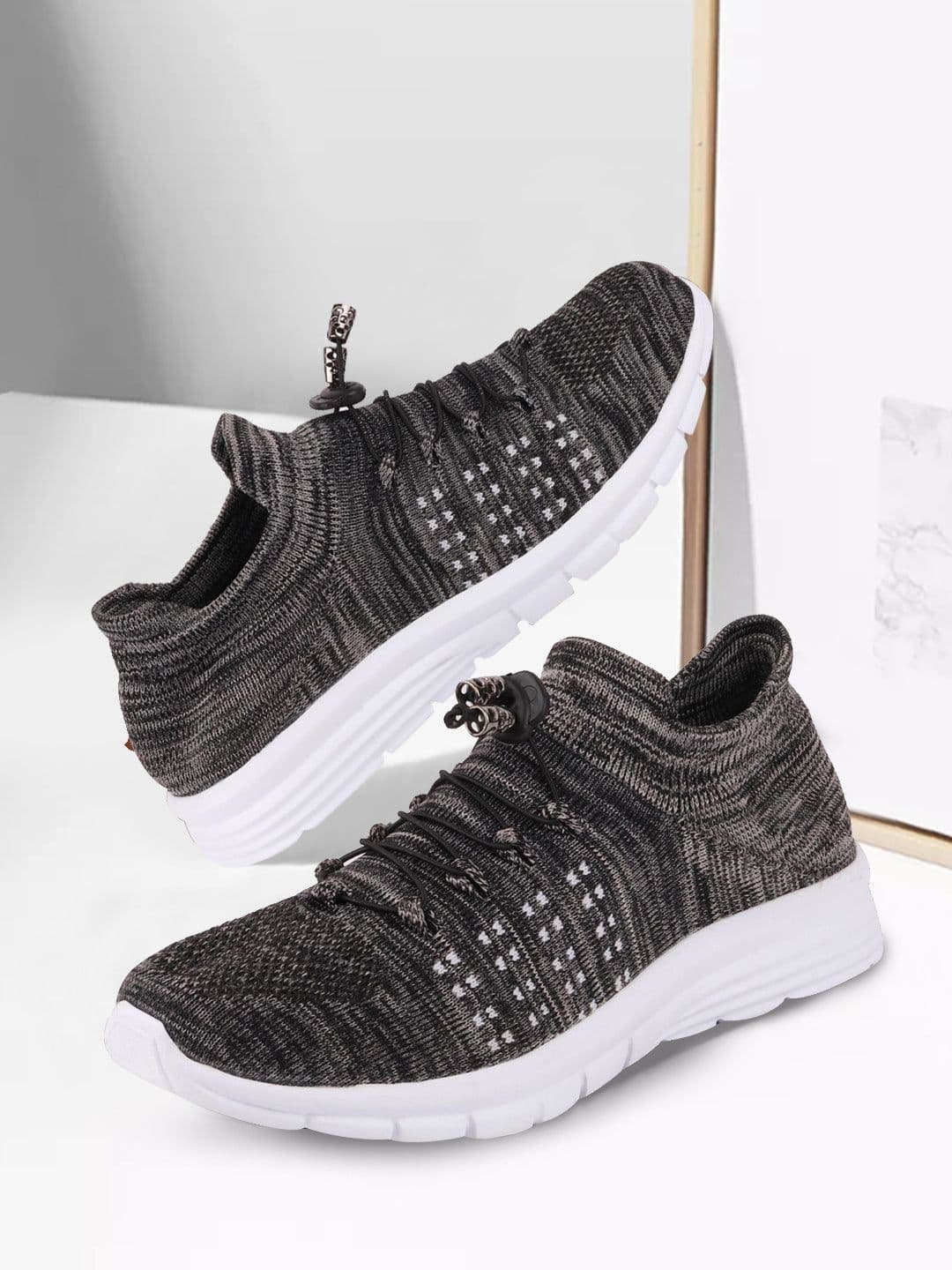 FAUSTO Men Grey Mesh Running Non-Marking Shoes - view 1