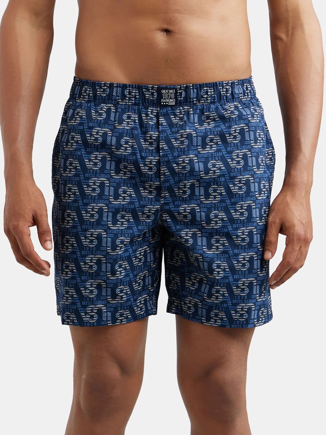 Jockey Super Combed Mercerized Cotton Woven Printed Boxer Shorts with Side Pockets - US57 - view 1