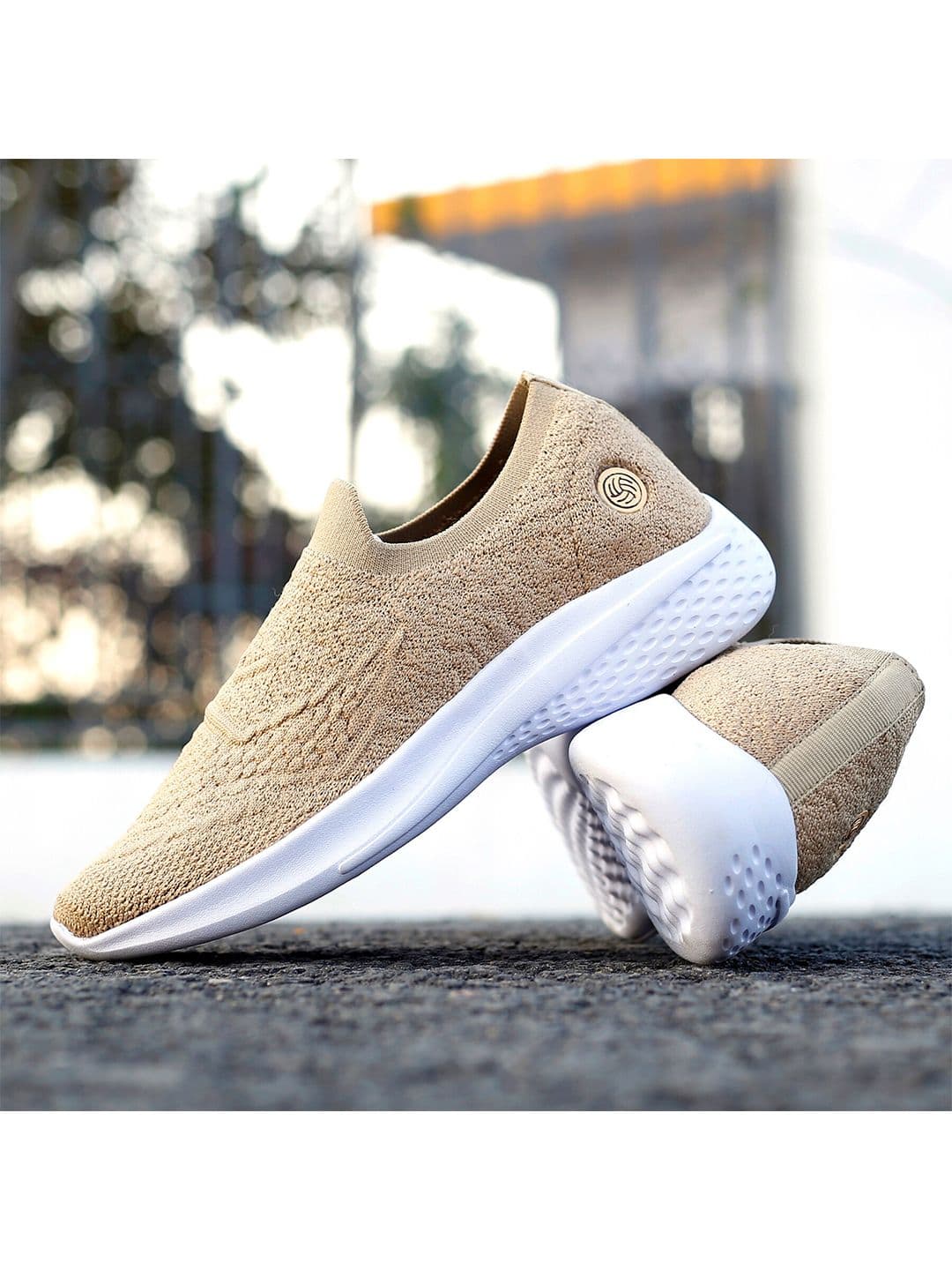 bacca bucci Walker Breathable Beige Mesh Slip-On Running Shoes - view 1