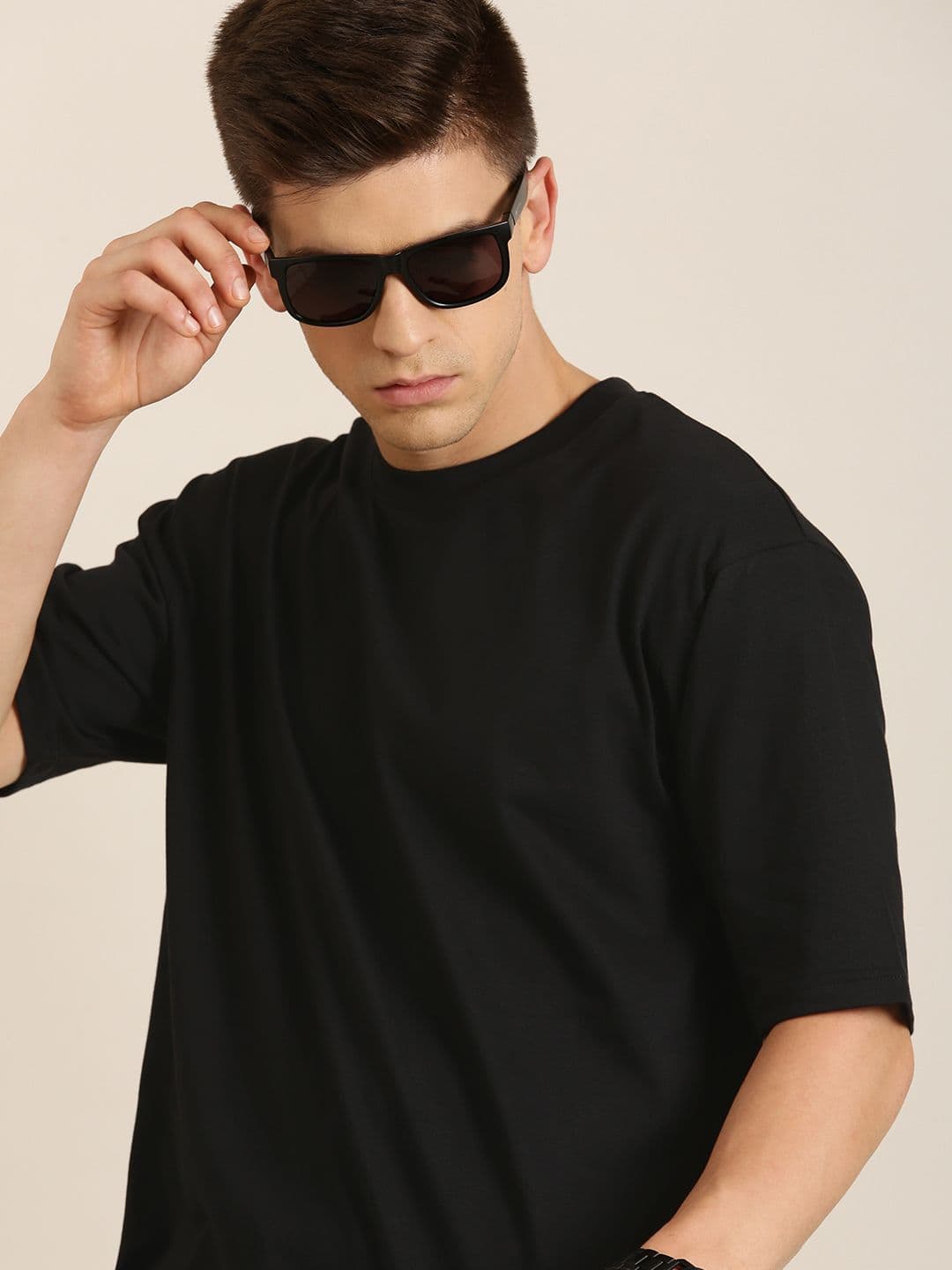 DILLINGER Men Black Solid Pure Cotton Drop-Shoulder Sleeves Oversized Fit T-shirt - view 1