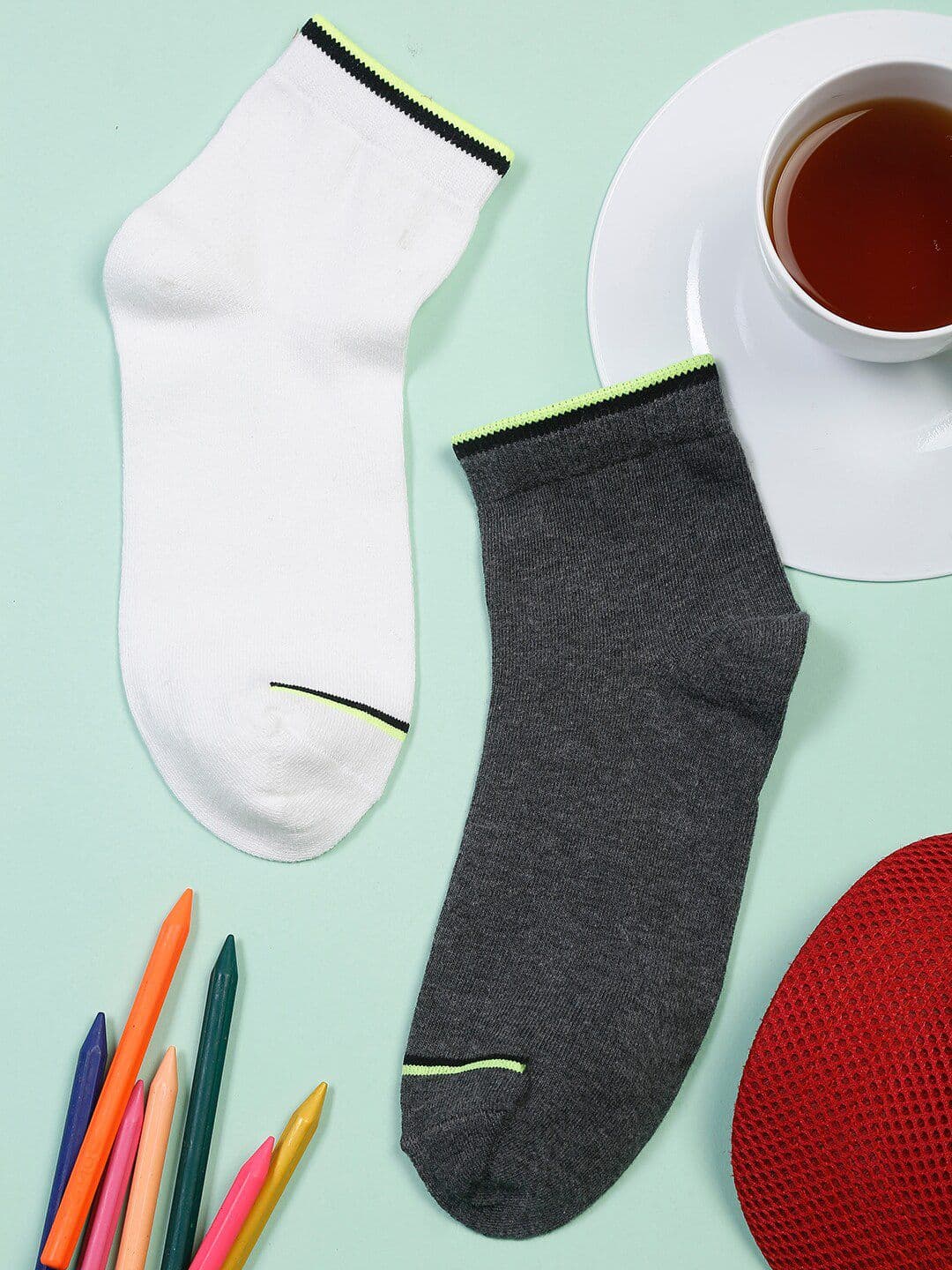 MUTAQINOTI Men Pack Of 2 Solid Cotton Ankle-Length Socks - view 1