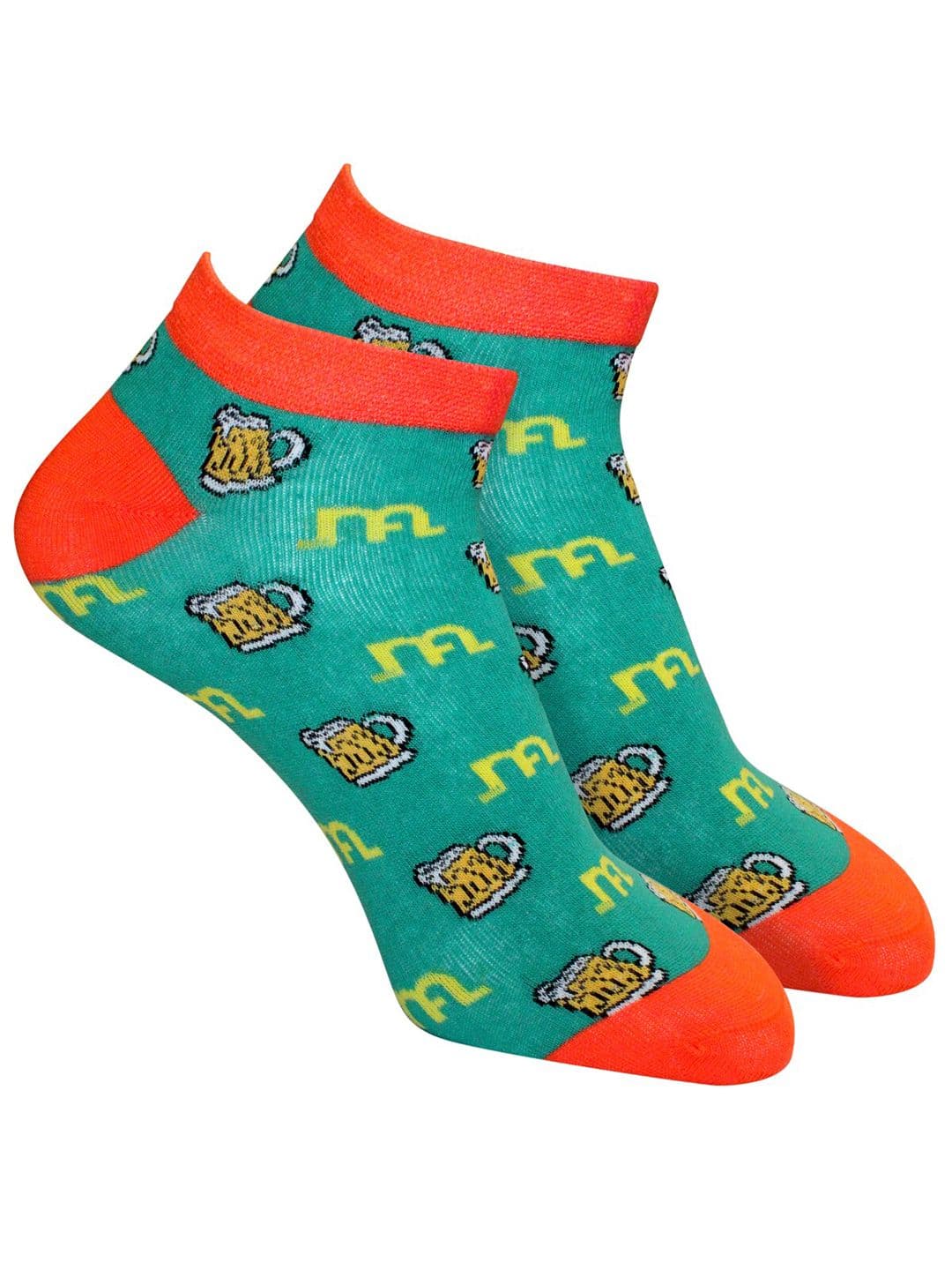 Man Arden Men Green & Orange Arden The Beer Cheer Printed Ankle Length Socks - view 1