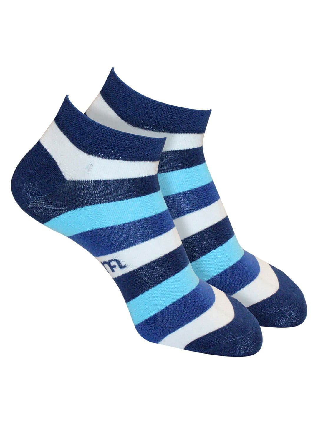 Man Arden Men Navy Blue & White Striped Ankle-Length Socks - view 1