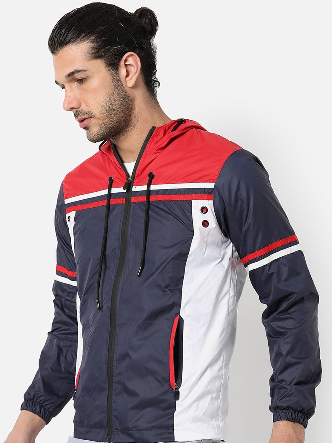CAHOOT Men Blue Striped Windcheater Outdoor Sporty Jacket - view 1