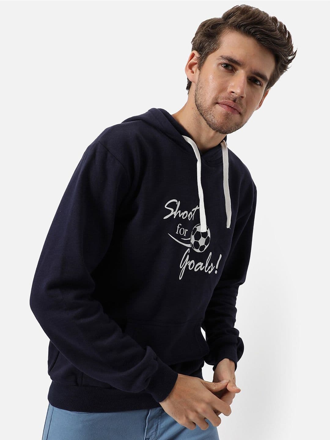 CAHOOT Men Blue Printed Hooded Sweatshirt - view 1