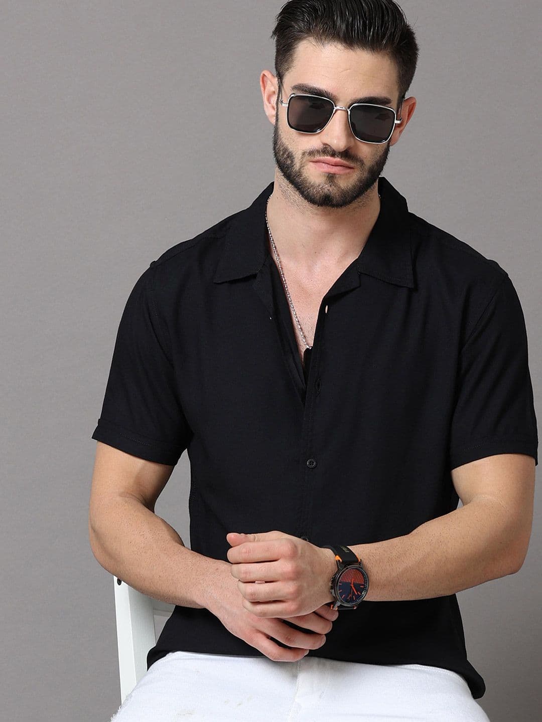 HERE&NOW Men Black Slim Fit Casual Shirt - view 1