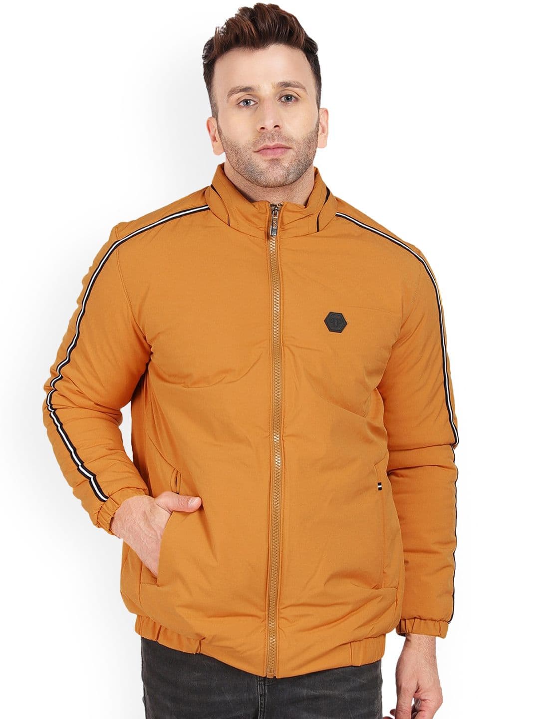 AD & AV Men Gold-Toned Water Resistant Bomber Jacket - view 1