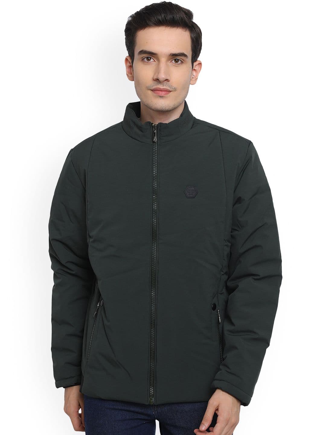 AD & AV Men Olive Green Water Resistant Longline Open Front Jacket - view 1