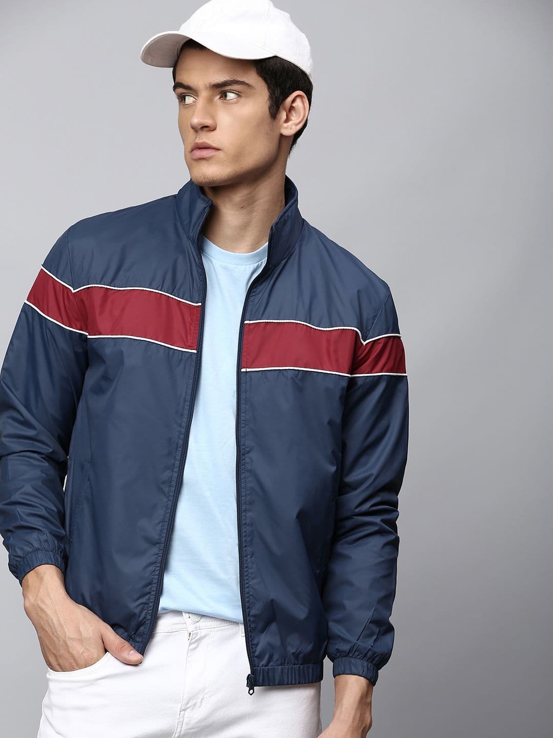 Dennis Lingo Men Striped Lightweight Outdoor Bomber Jacket - view 1