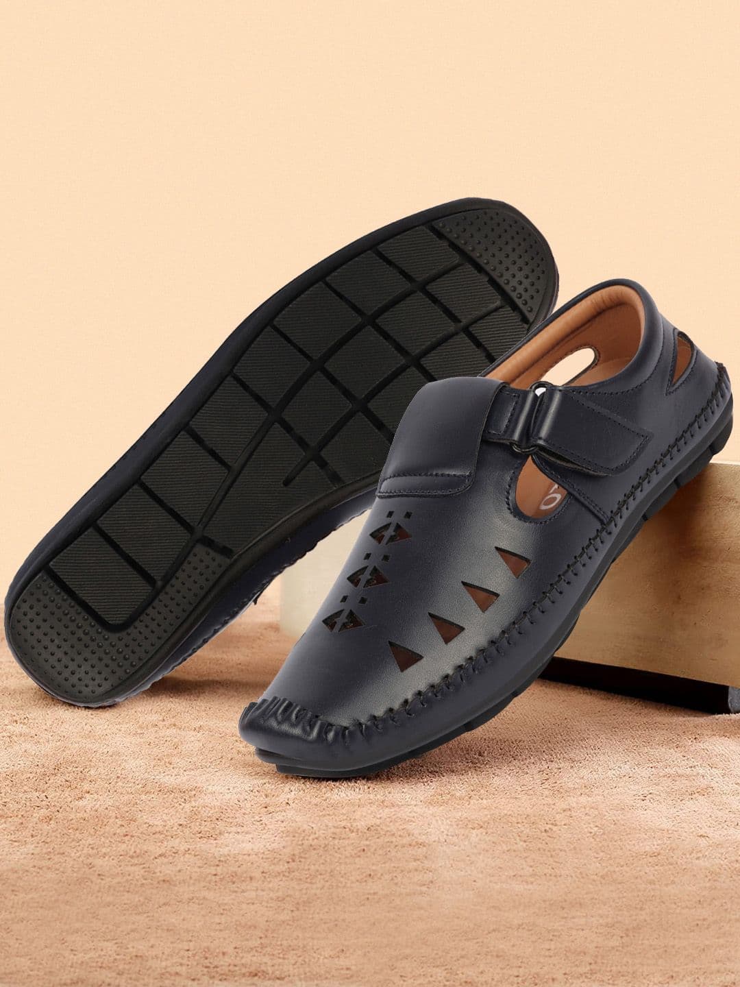 FAUSTO Men Laser Cut Shoe-Style Sandals - view 1