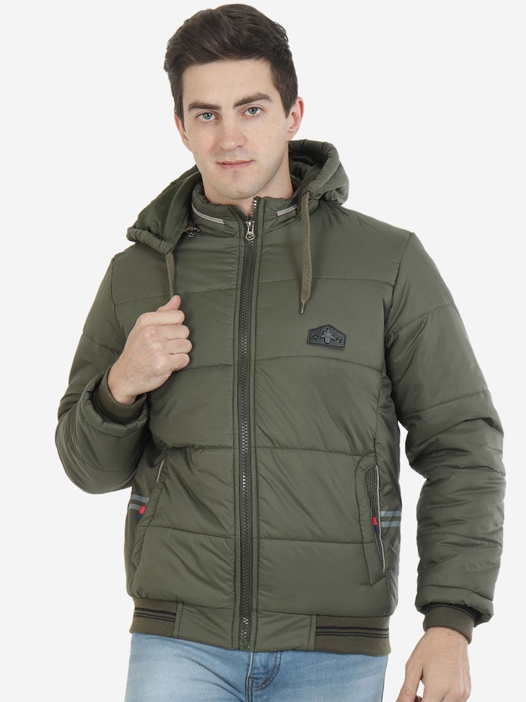 Xohy Men Olive Green Lightweight Outdoor Padded Jacket - view 1