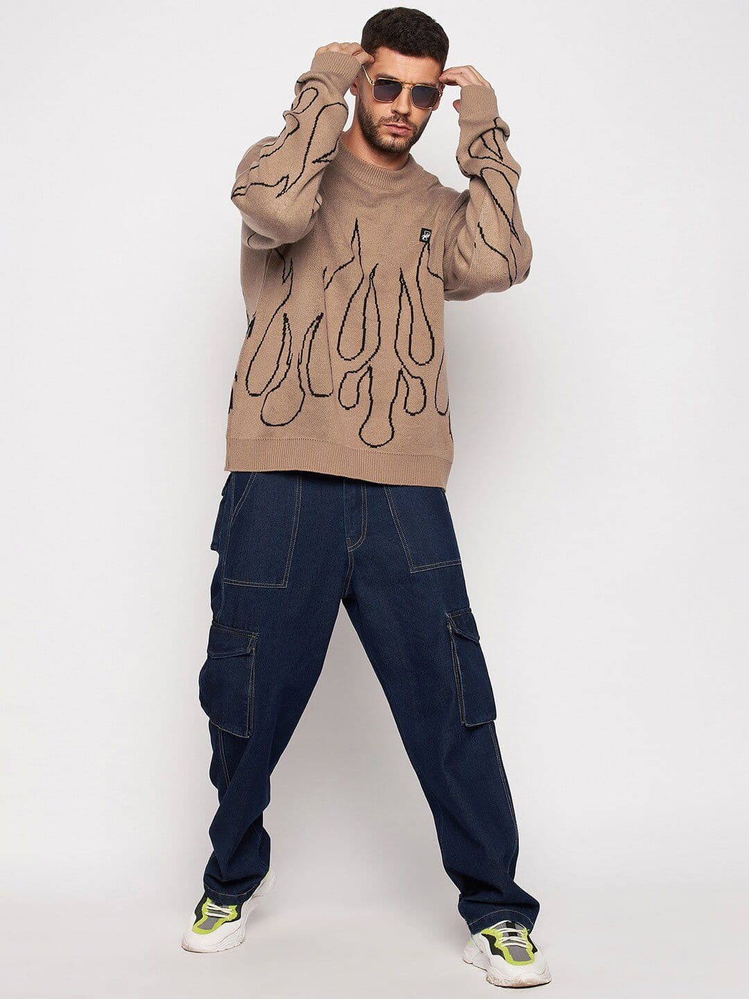 FUGAZEE Men Brown & Black Printed Pullover