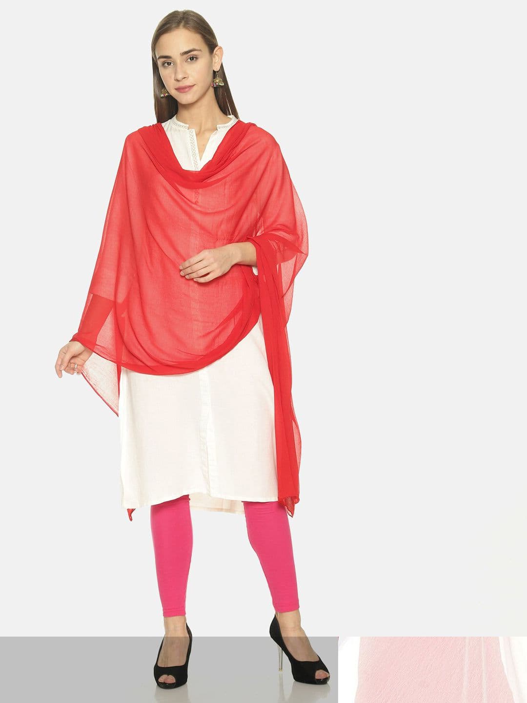 TWIN BIRDS Set Of 2 Solid Nylon chiffon Light-weight Dupatta - view 1