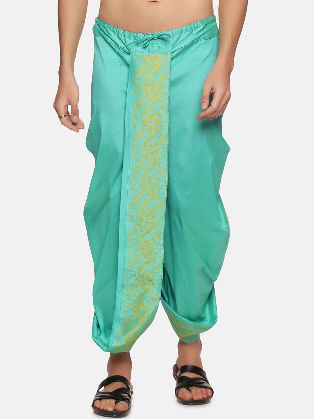 Sethukrishna Men Green Printed Dhoti - view 1