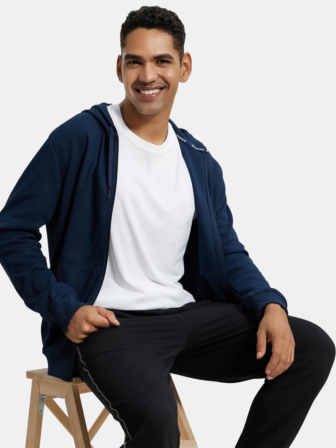 Jockey Combed Cotton Rich Pique Hoodie Jacket with Ribbed Cuffs-AM61 - view 1