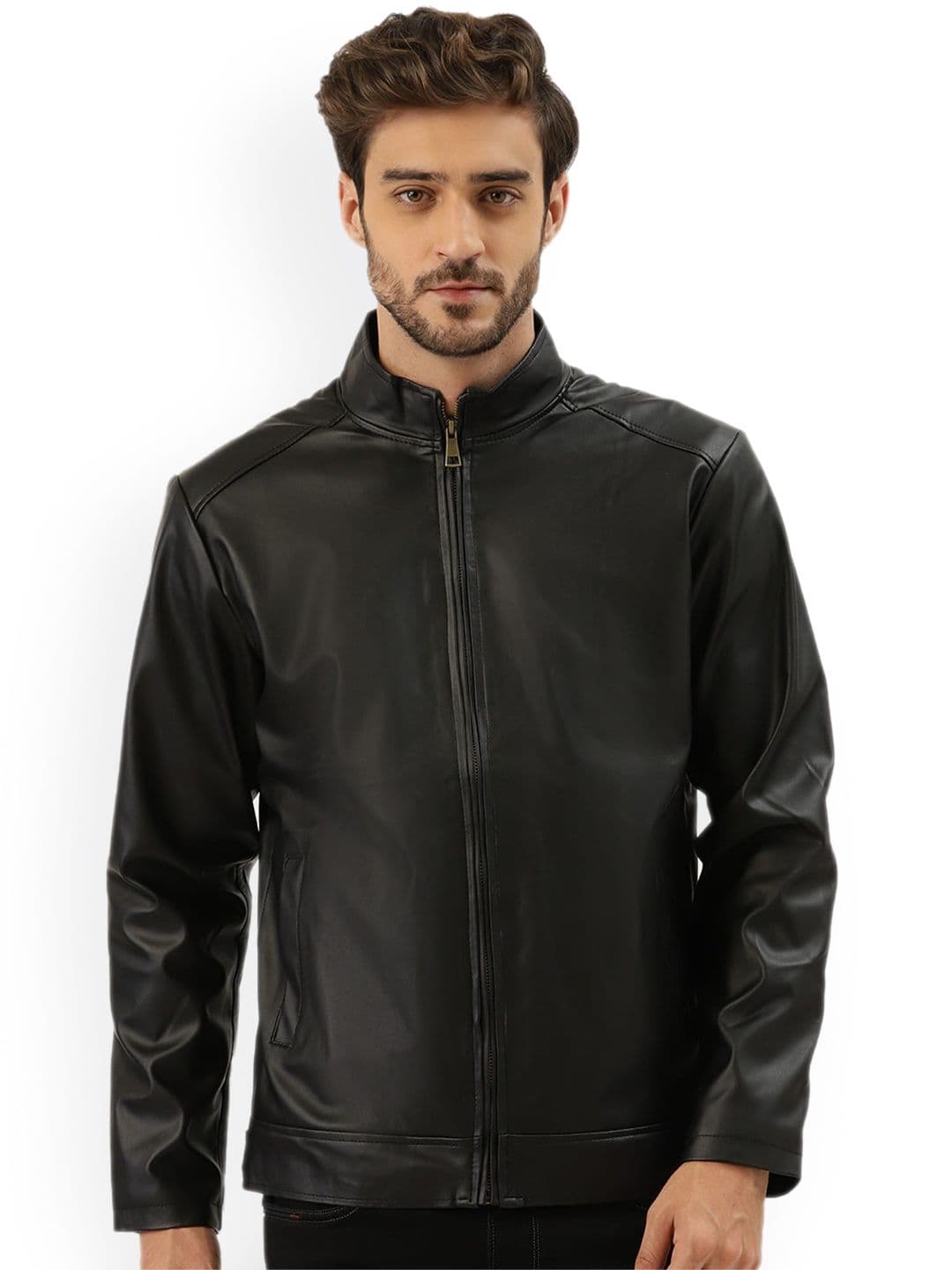 Leather Retail Men Black Outdoor Leather Jacket - view 1