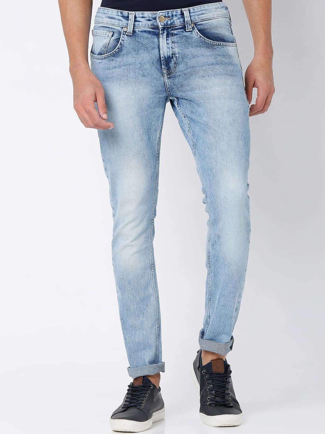 SPYKAR Men Blue Slim Fit Low-Rise Heavy Fade Jeans - view 1