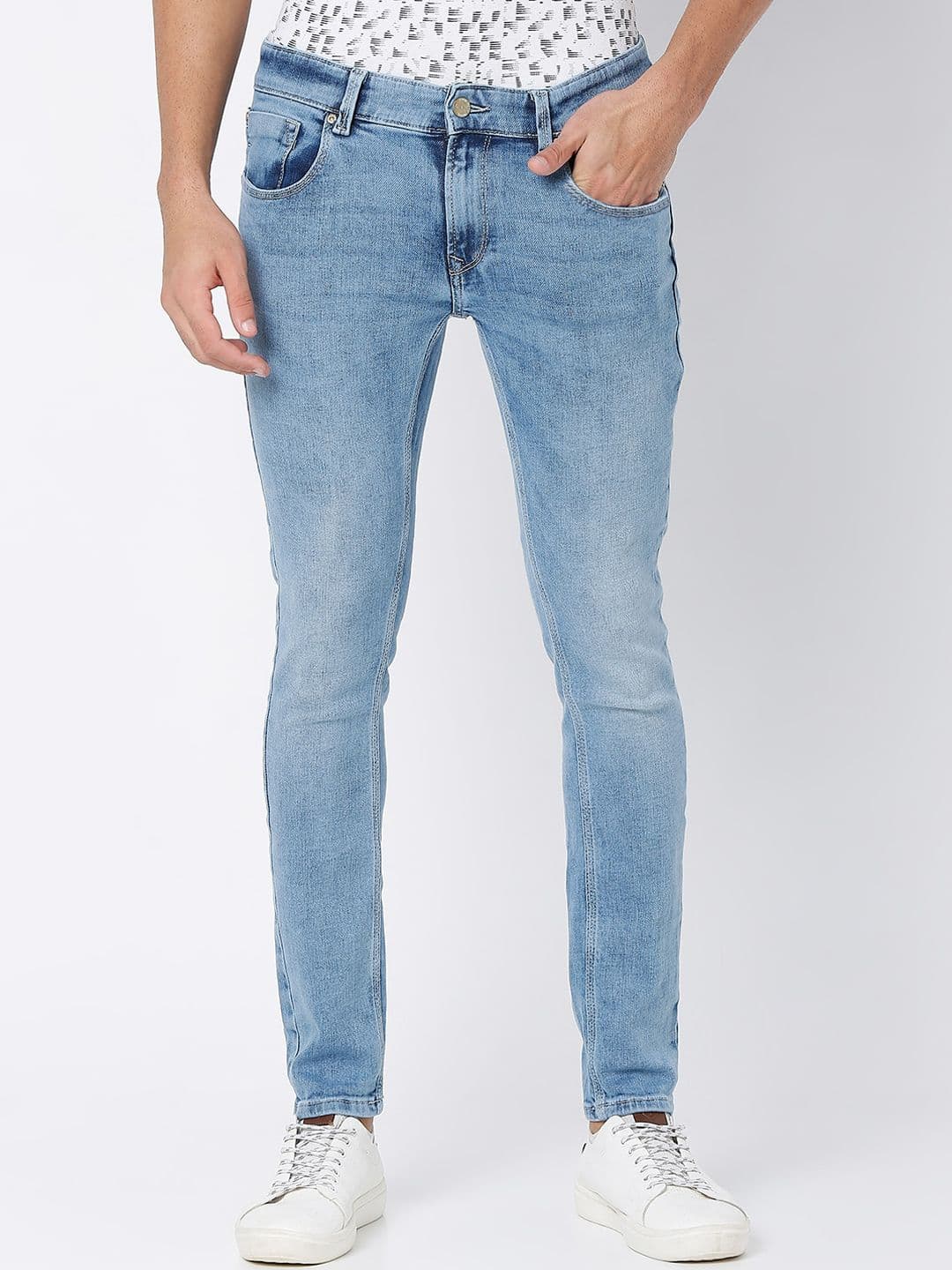 SPYKAR Men Blue Super Skinny Fit Low-Rise Heavy Fade Jeans - view 1